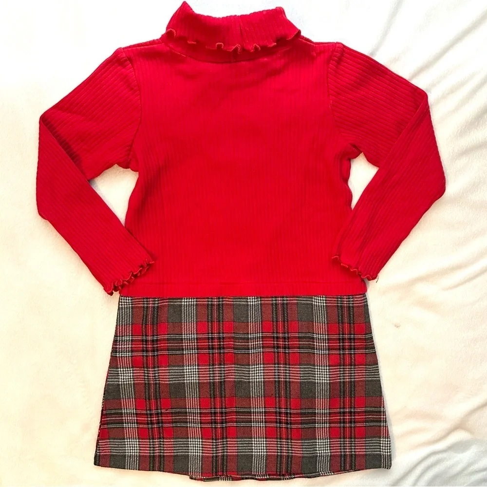 Vintage Good Lad Philadelphia Turtleneck Plaid Dress Girls 6 Red Black Gray